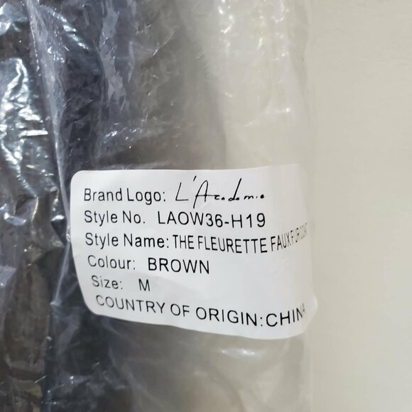 NWT $318 Revolve L'Academie 'The Fleurette' Brown Faux-Fur Belted Coat, SZ M - Picture 16 of 16